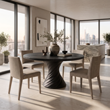 Modern Round Dining Table With Statement Spiral Pedestal For Home