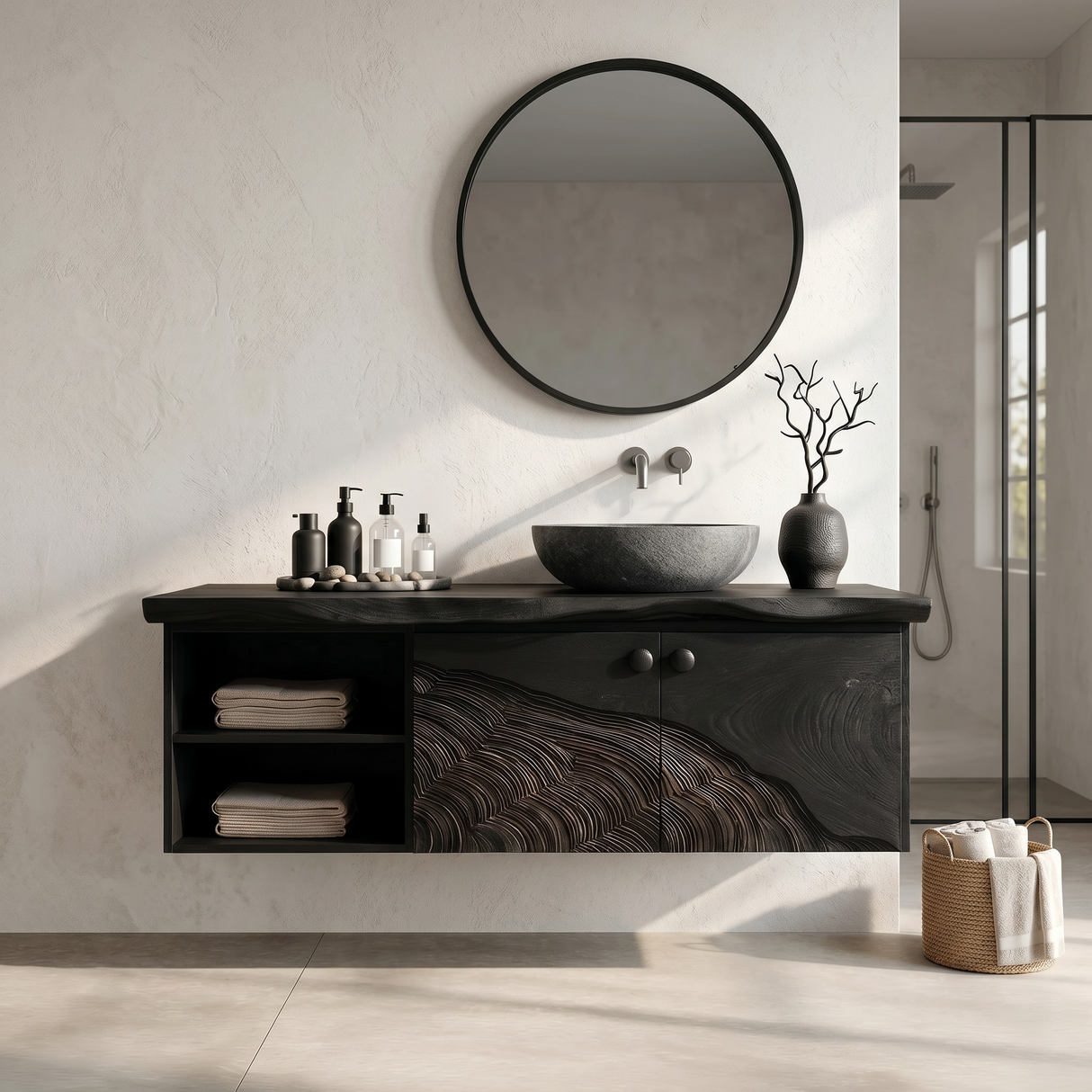 Rustic Wood Vanity Luxury Ensuite Bathroom