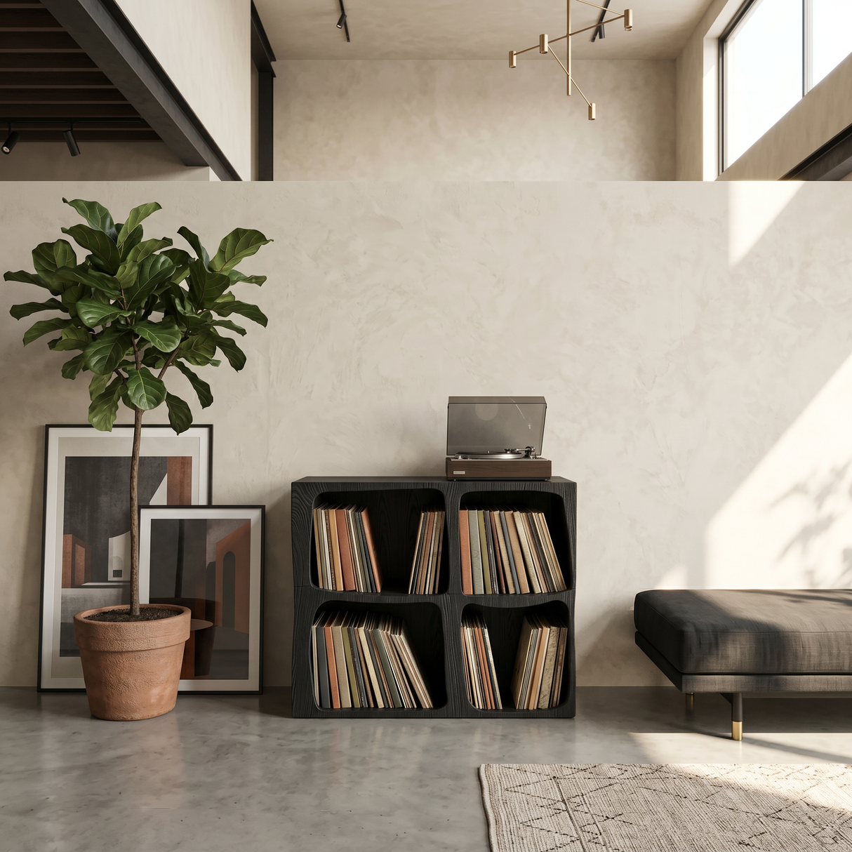 Mid Century Live Edge Record Stand Modern Living Room