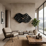 Modern Wooden Wall Clock With Organic Wavy Form For Bedroom