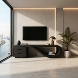 Luxury Sculptural Media Console Marble Accent Wall
