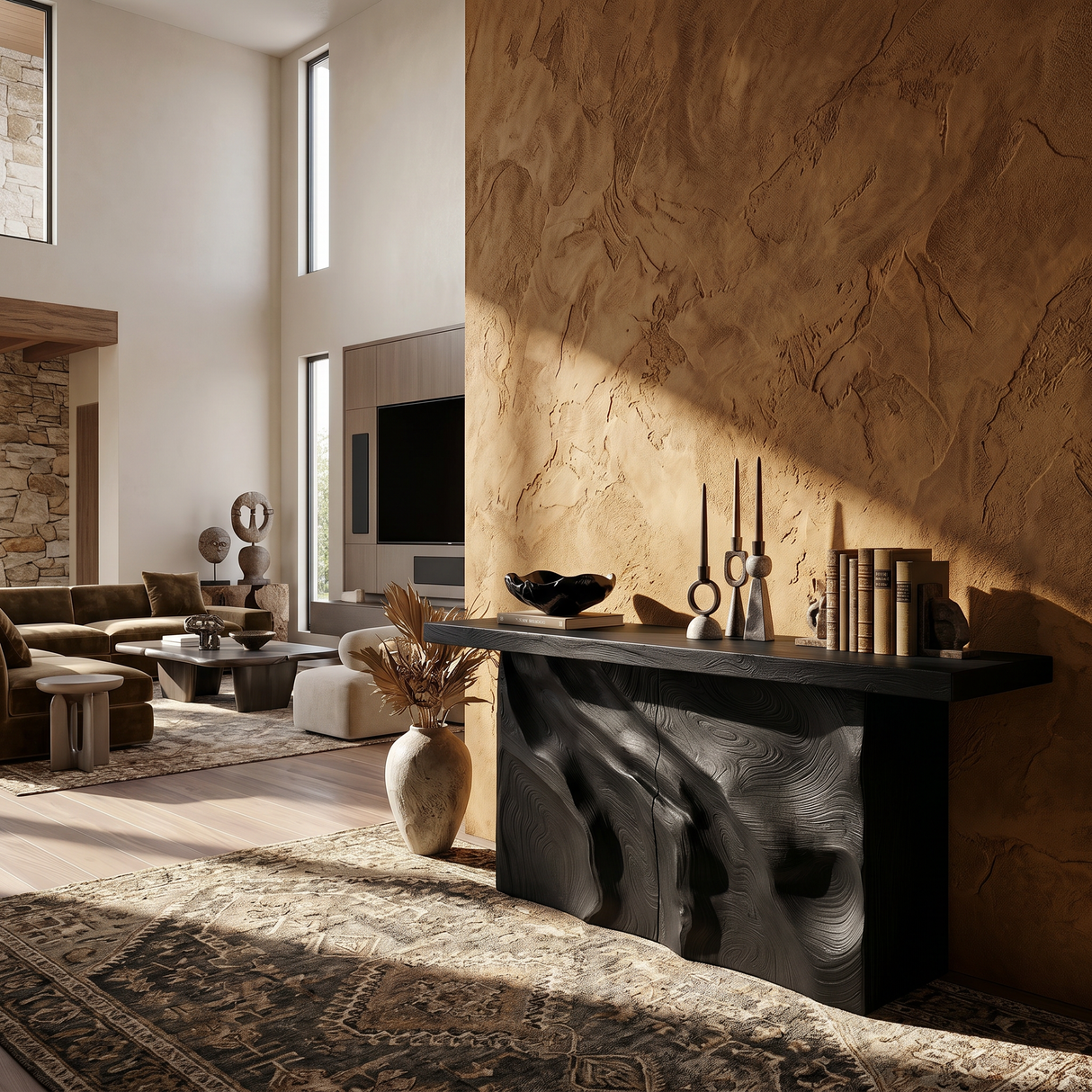 Scandinavian Sculpted Base Hall Table For Entry Hall Interior