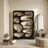 Modern Sculptural Bookshelf Storage Organizer For Living Room