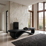 Contemporary Undulating Wooden Bench For Living Room