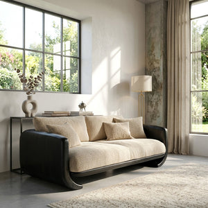 Organic Modern Curved Wood Sofa For Living Room