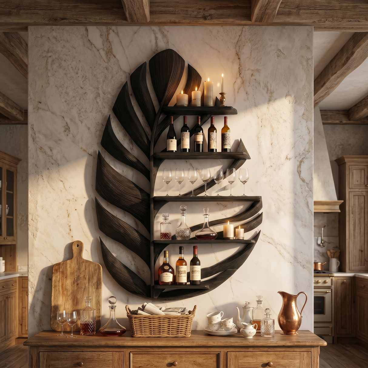 Modern Wall Wine Holder For Kitchen Dining Storage Nook