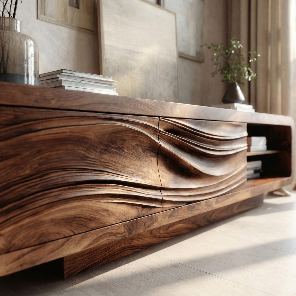 Modern Organic Sculpted Sideboard For Living Room