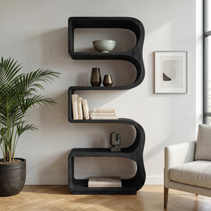 Minimalist Wooden Standing Shelf For Sunlit Living Room