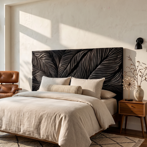 Modern Live Edge Wood Headboard For Warm Minimalist Bedroom