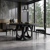 Modern Round Dining Table With Carved Sculptural Leg For Kitchen