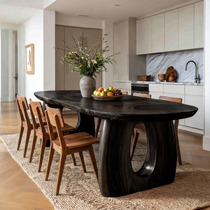Mid Century Wooden Dining Table With Sculptural Form For Home