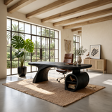 Modern Sculpted Desk With Open Storage For Home Office