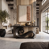 Modern Solid Wood Console Table Organic Live Edge For Entryway Design