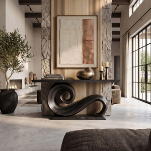 Modern Solid Wood Console Table Organic Live Edge For Entryway Design