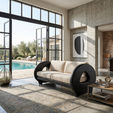 Sculptural Circular Arm Sofa Wellness Retreat Interior