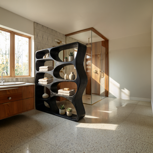 Minimalist Modern Curved Bookshelf Home Office Storage