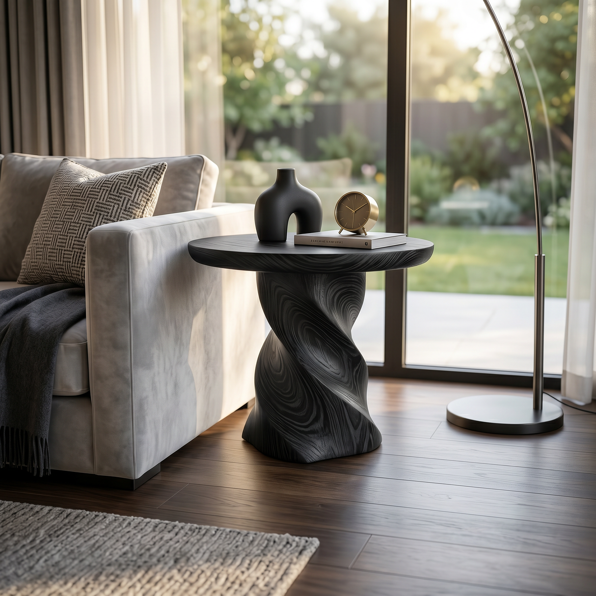 Industrial Pedestal Accent Table Loft Apartment