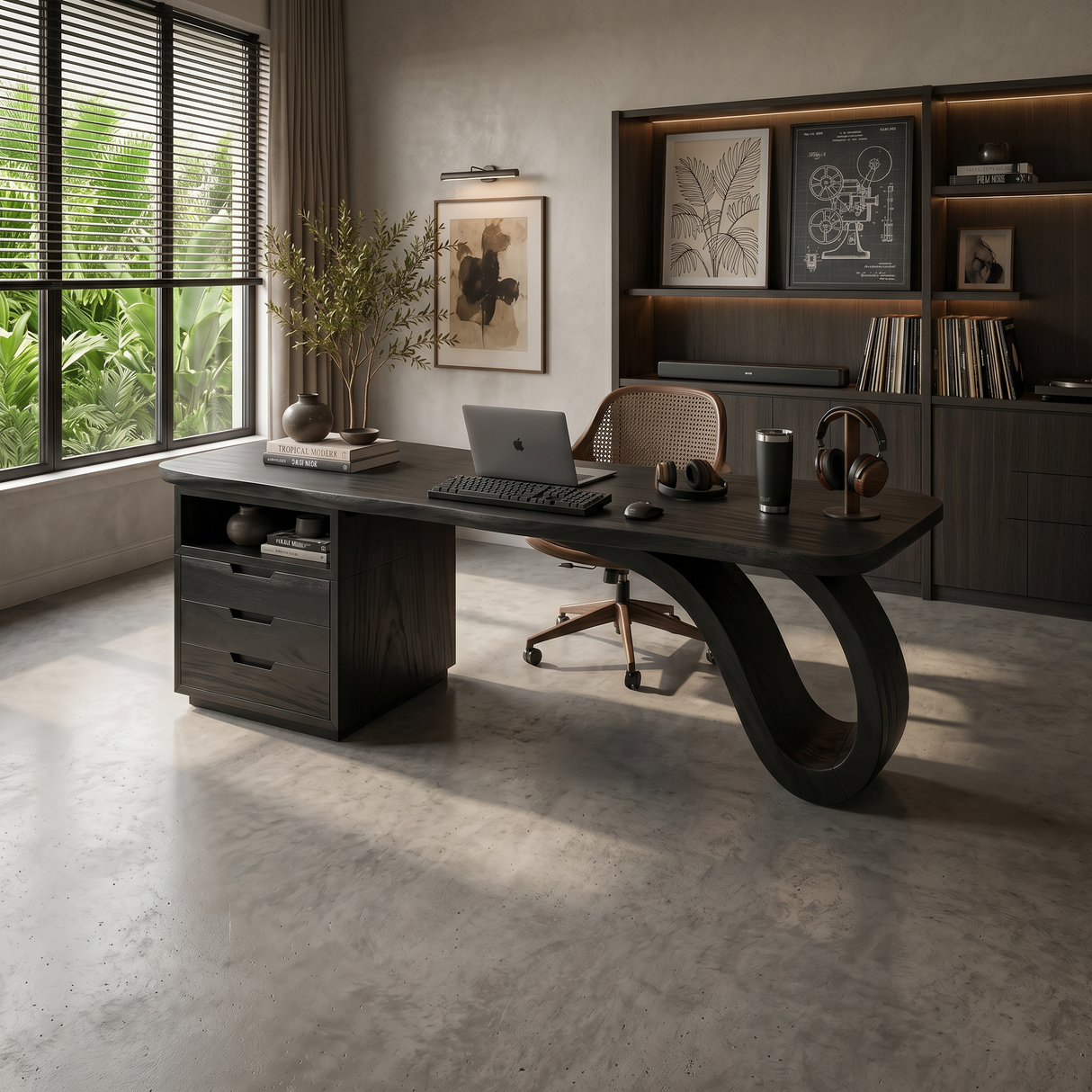 Organic Sculptural Executive Desk Luxury Workspace