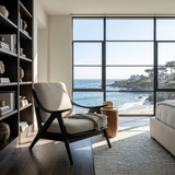 Contemporary Wood Accent Chair With Sculptural Frame For Living Room