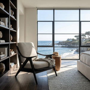 Contemporary Wood Accent Chair With Sculptural Frame For Living Room