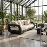 Modern Curved Wooden Sofa For Luxury Penthouse Interior Decor