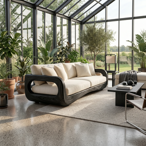 Modern Curved Wooden Sofa For Luxury Penthouse Interior Decor