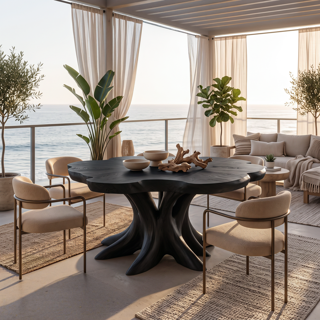 Scandinavian Wooden Dining Table For Open Concept Dining Room