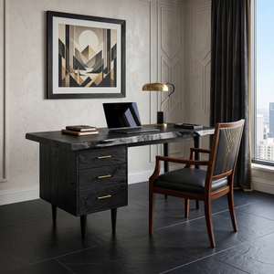 Luxury Office Desk With Open Shelf For High Rise Office