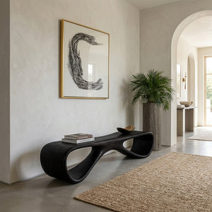 Organic Wooden Bench For Living Room Accent
