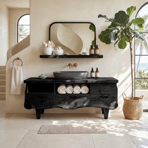 Farmhouse Wooden Vanity For Bathroom Interior Design