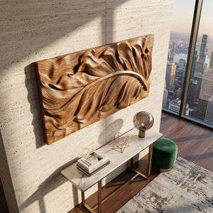Sculptural Wall Art With Flowing Texture For Bathroom