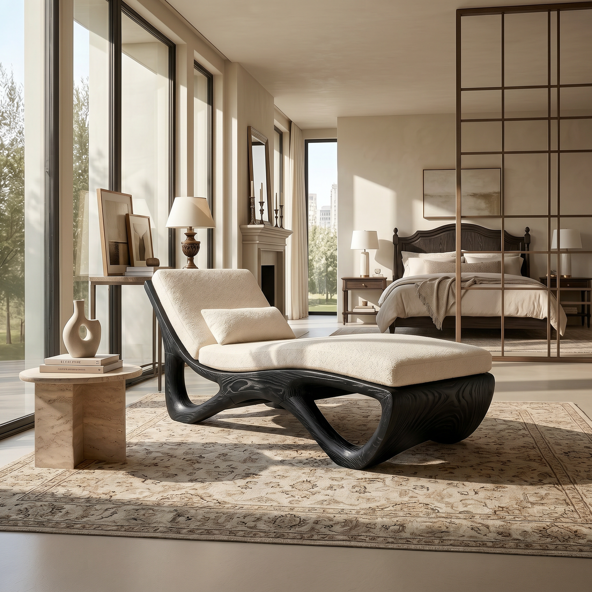 Luxury Organic Modern Chaise Lounge High End Residential Interior
