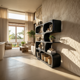 Minimalist Modern Sculptural Bookshelf Living Room Decor