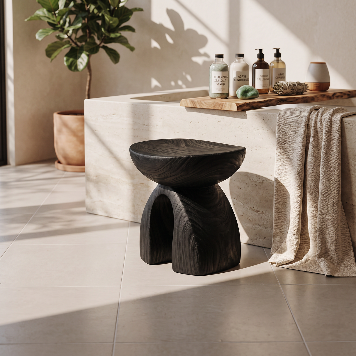 Rustic Shower Bench For Bathroom Seating And Decor