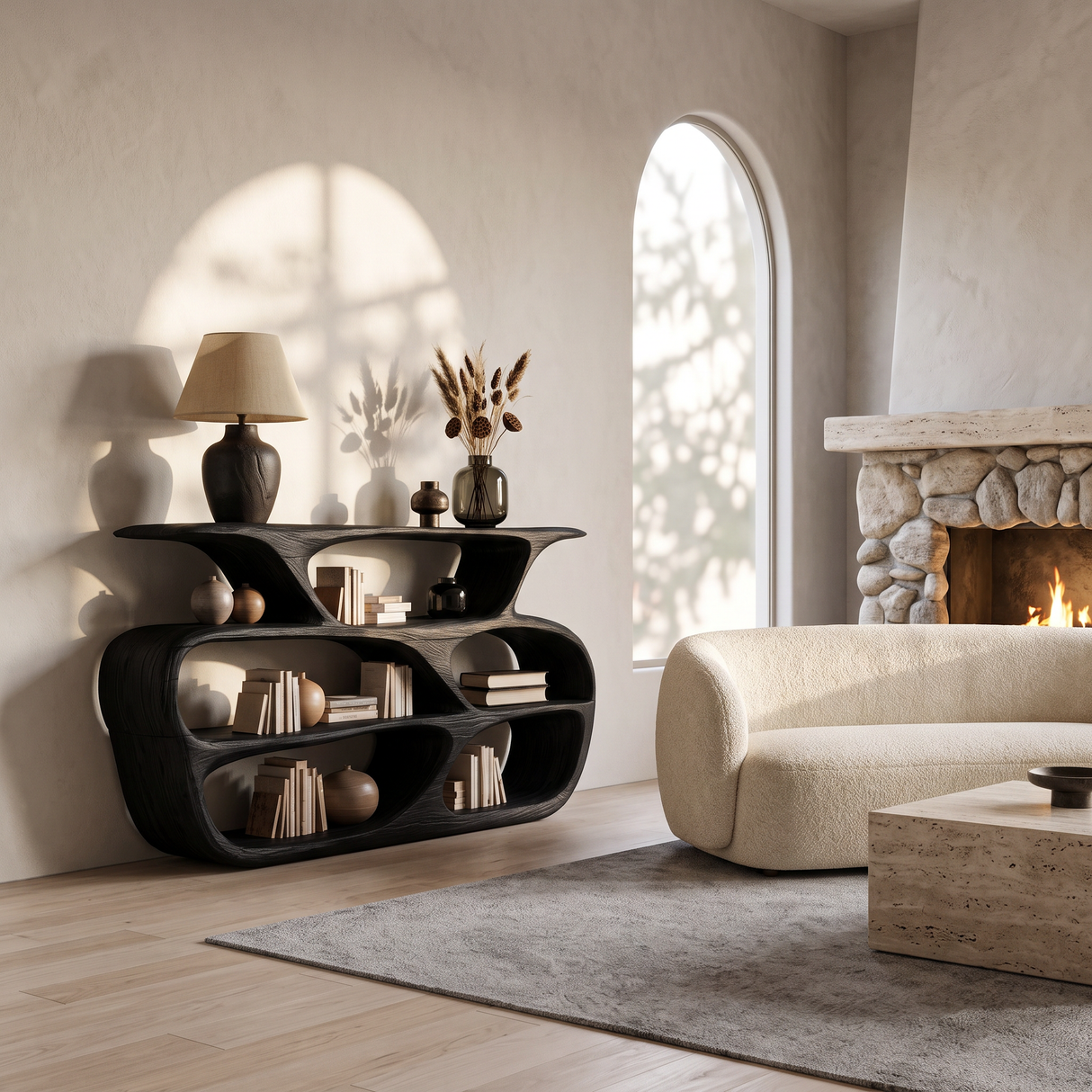 Modern Curved Shelf For Living Room Or Office