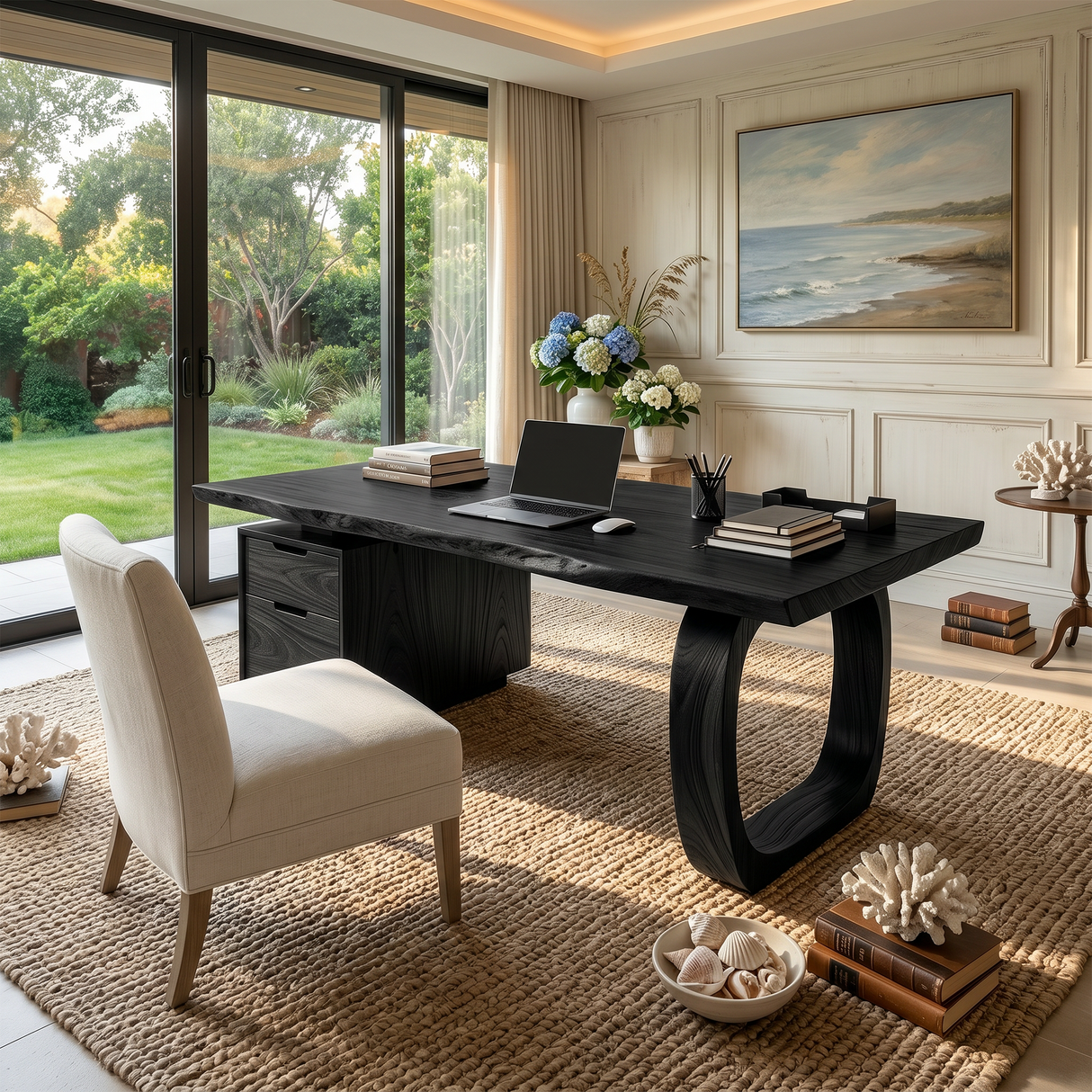 Modern Computer Desk With File Cabinet For Garden View Office