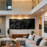 Contemporary Wood Wall Art Wave Carved Design For Wall Deco