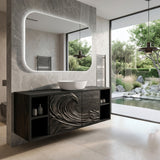 Modern Ocean Wave Bathroom Vanity With Open Storage For Bathroom