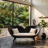 Contemporary Whale Tail Carved Bench For Living Room Interior
