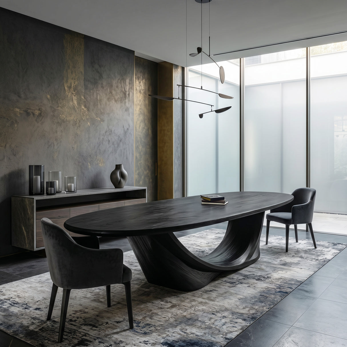 Modern Sculptural Oval Dining Table For Luxury Dining Room