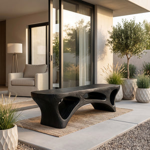 Minimalist Natural Wood Outdoor Bench For Patio Seating