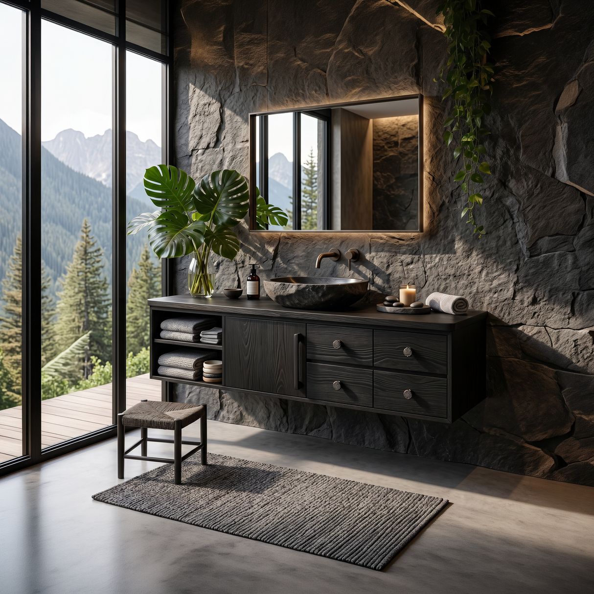 Mid Century Floating Vanity For Luxury Bathroom Interior