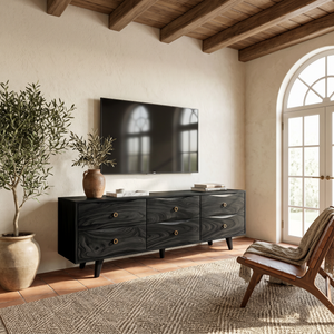 Mid Century Curved TV Cabinet For Living Space