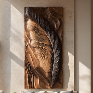 Hand Carved Feather Wall Art Design For Home