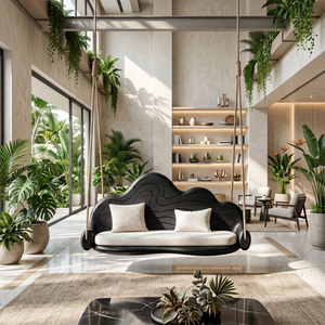 Scandinavian Sculptural Back Swing Open Lounge Interior Space