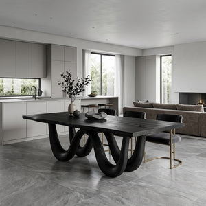 Organic Dining Table With Two Wavy Legs For Dining Room