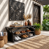Japandi Shoe Bench Rack For Mudroom Storage Corner Display