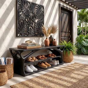 Japandi Shoe Bench Rack For Mudroom Storage Corner Display