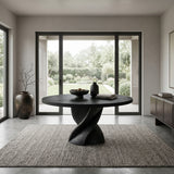 Modern Round Dining Table With Twisted Pedestal For Dining Room