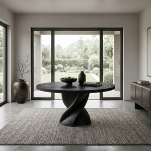Modern Round Dining Table With Twisted Pedestal For Dining Room
